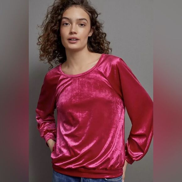 Mauve Tops - Velvet Pink Candace Shirt by Mauve for Anthropologie